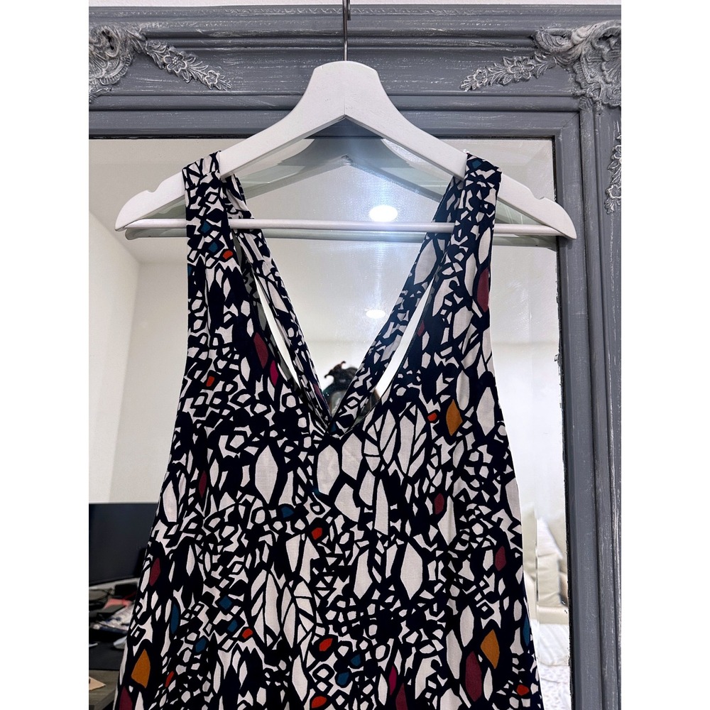 Edme & Esyllte Anthropologie Navy Chroma Mosaic Halter Mini Dress Twisted Back M - Picture 4 of 9